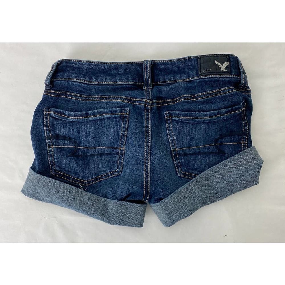 American Eagle Cut-Off Shorts Midi Blue - Size 00 - Picture 6 of 8